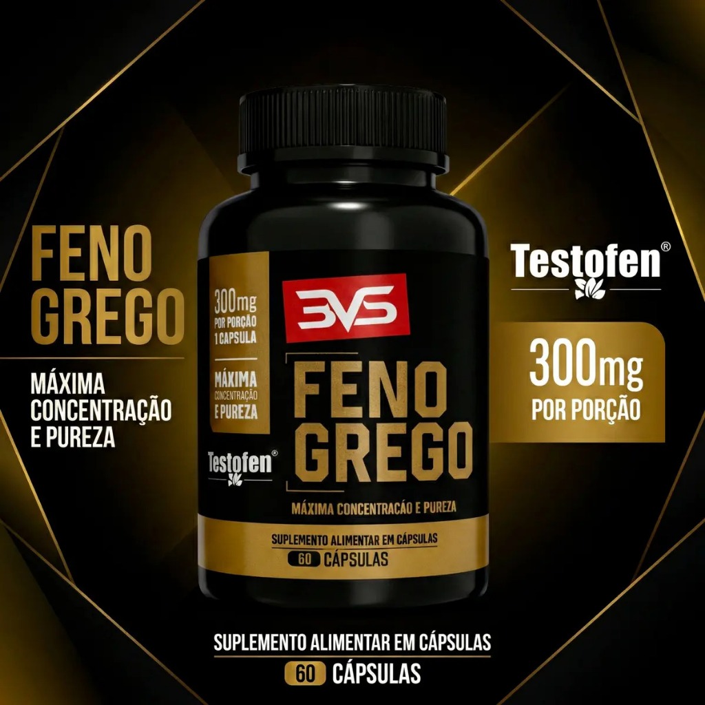 Feno Grego Testofen 300mg 100% Puro E Concentrado Matéria Prima Importada 60 Cápsulas 3VS Nutrition