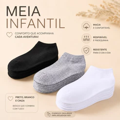 Kit De 3 Até 12 Pares De Meias INFANTIL Algodão
