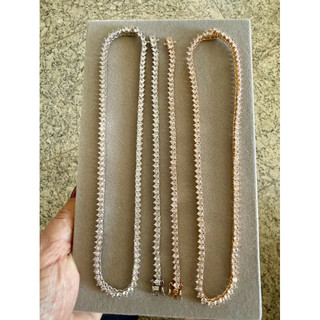 Colar feminino riviera 3 pontas 40 cm + Pulseira riviera 18cm