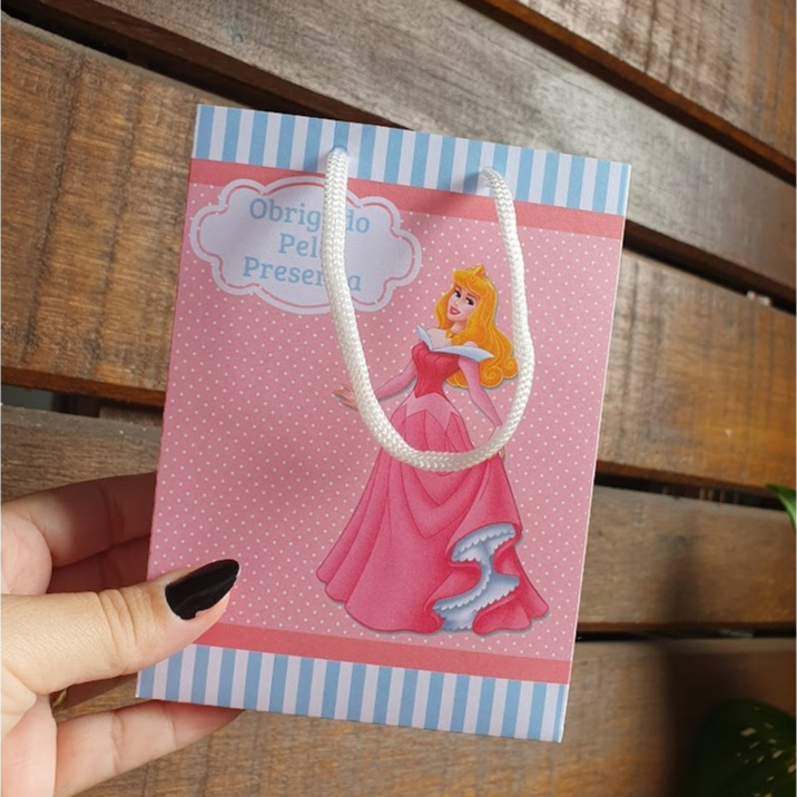 Sacolinha Personalizada P Tema BELA ADORMECIDA PRINCESA- PEGUE E MONTE– Lembrancinha Infantil Aniversário PRONTA ENTREGA