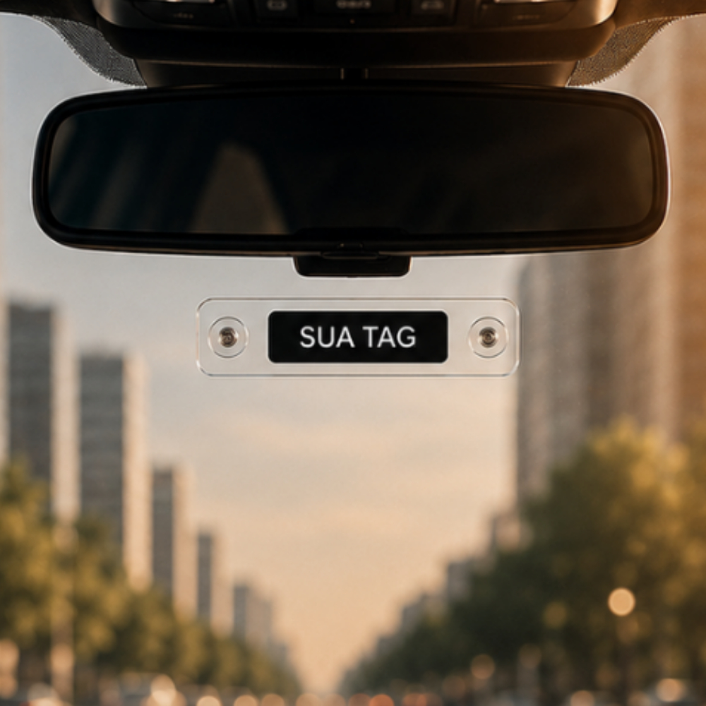 Suporte Premium Para TAG Pedágio Ventosa Forte Acrílico 2mm Transparente