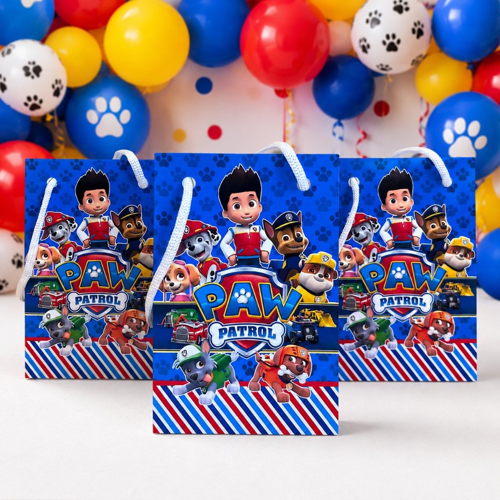 Sacolinhas Personalizadas - Festa Patrulha Canina/Cachorrinhos - Lembrancinhas Pegue e Monte