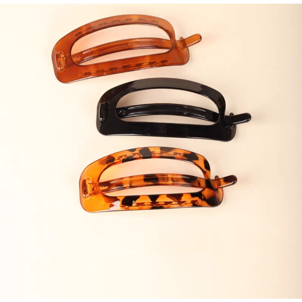 Presilhas de Cabelo Femininas Vintage Oval Geométrica – Grampo Bico de Pato em Acrílico Antideslizante/ Fixação