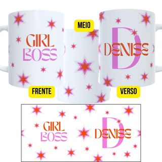 Caneca Girl Boss Personalizada com Nome | Presente Feminino Criativo 325ml