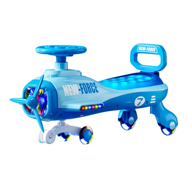 Carrinho de Rolimã Super Car Aviãzinho Azul Com Leds suporta 50kg - Unitoys