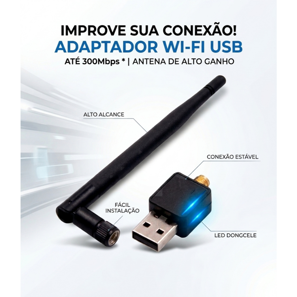Antena Wireless Usb Wifi 1200Mbps Receptor Pc e Notebook 802.IIN