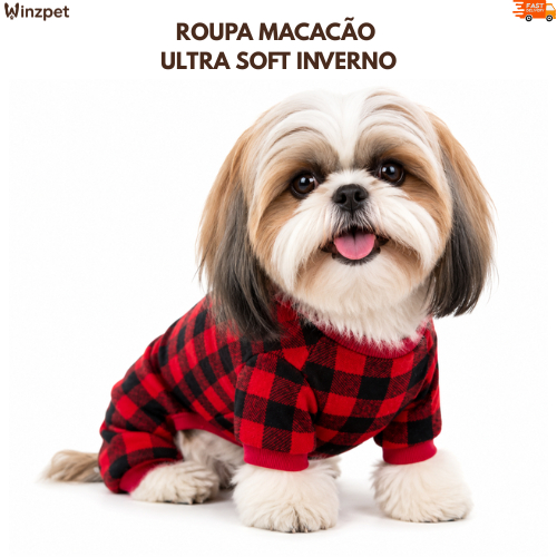 Macacão Ultra Soft Roupinha de inverno para Cachorro e Gato Roupa Pet de Frio com Estampas Sortidas