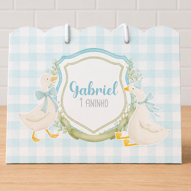 10 Sacolinha Ganso/Patinho Menino- Personalizados - Sacolinha - Lembrancinha - Aniversário