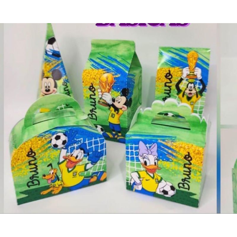 kit Pegue e monte Mickey na Copa, futebol, festa de aniversário, decoração copa , caixinha Brasil, sacolinha copa