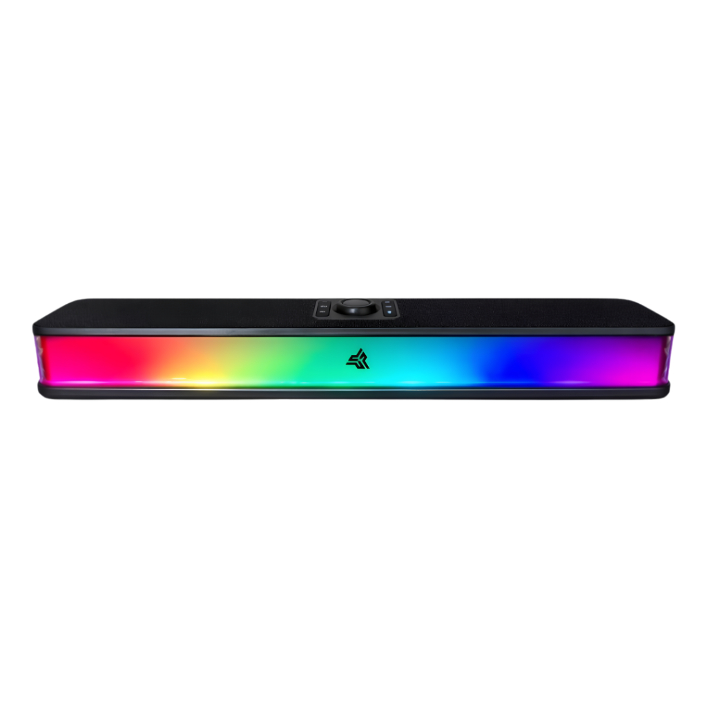 Soundbar RGB para PC Gamer com Bluetooth USB AUX e Efeitos de Luz 41cm 14W Bateria Interna
