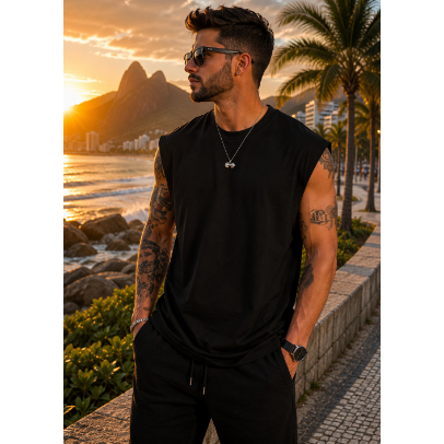 Camiseta Cavada Masculina Regata Fitness Academia Treino Premium
