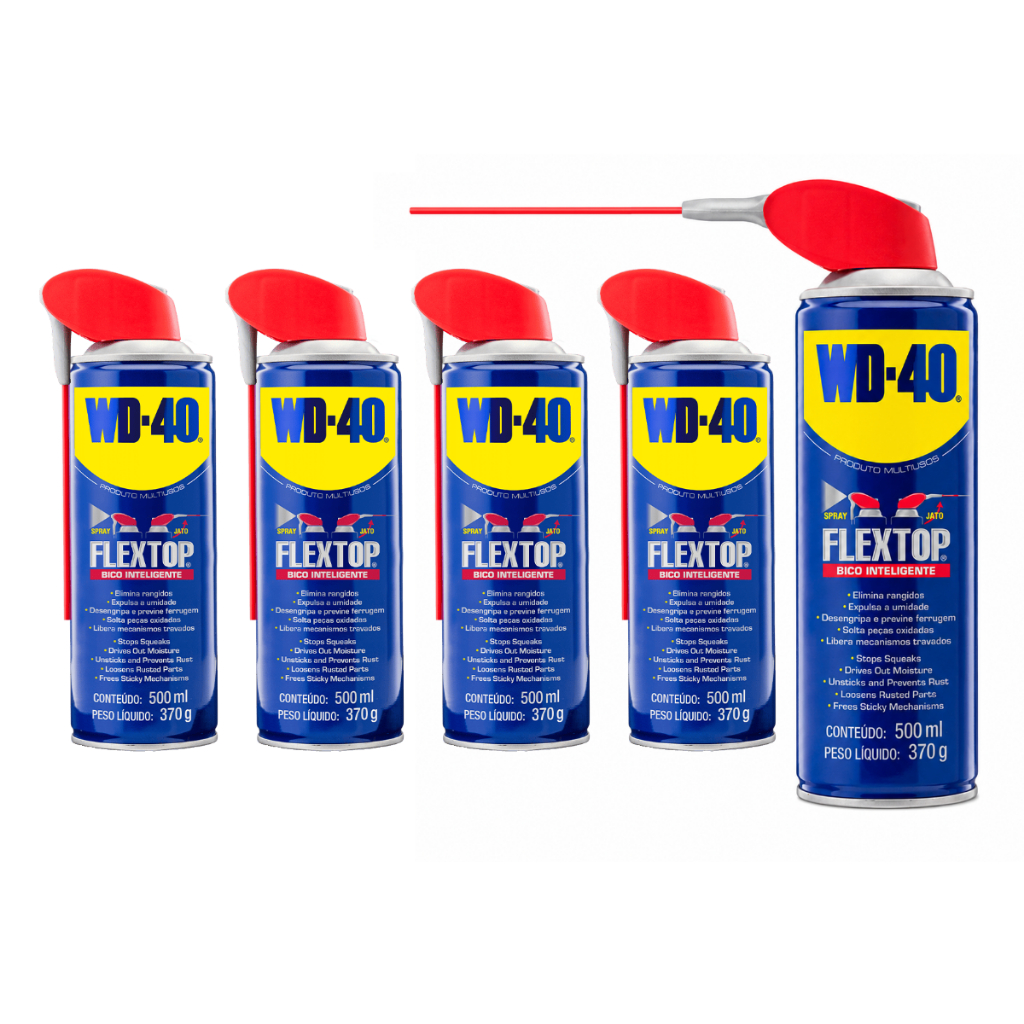 Kit 5 Wd40 Spray Flextop 500ml Lubrificante Desengripante Anticorrosivo Wd-40