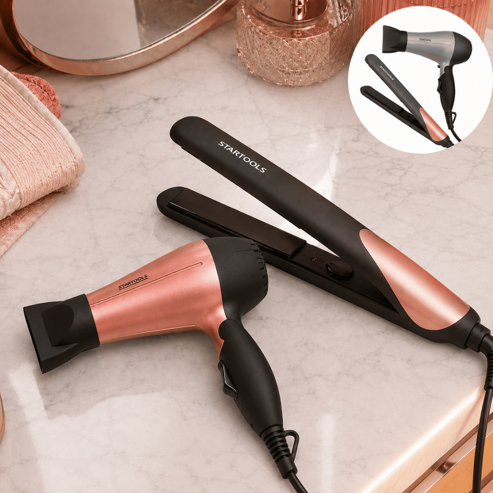 Secador de Cabelo Portátil Dobrável +Chapinha Alisa Modela Cabelo Antifrizz Bivolt Profissional Viagem Dia dos Namorados