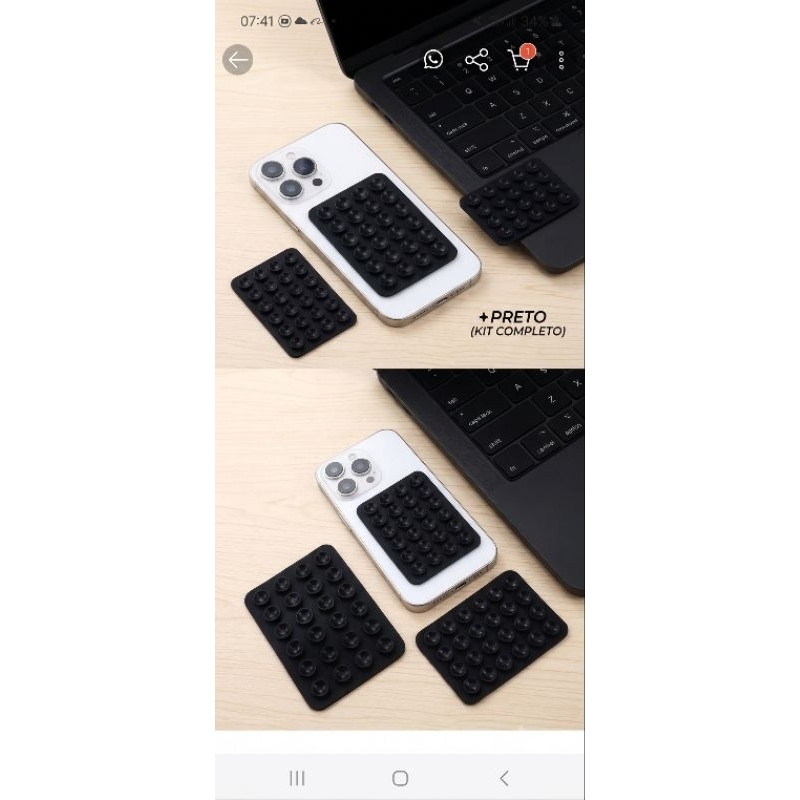 Suporte Celular Silicone Ventosa preto Adesiva Para Gravar Vídeos