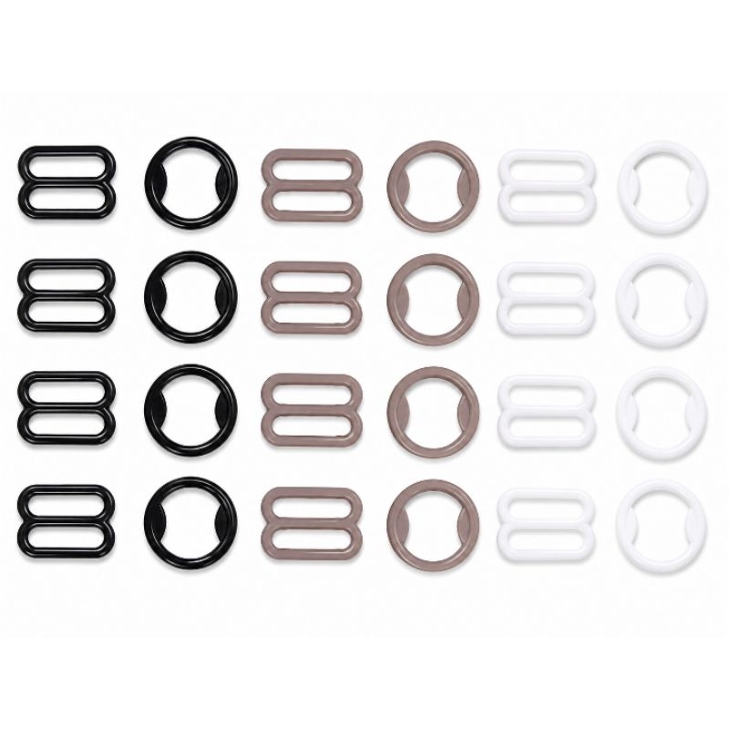 Argola + Regulador para Alças e Lingerie 13mm /10mm – 100 Pares (200 Peças) Plástico ou Metal