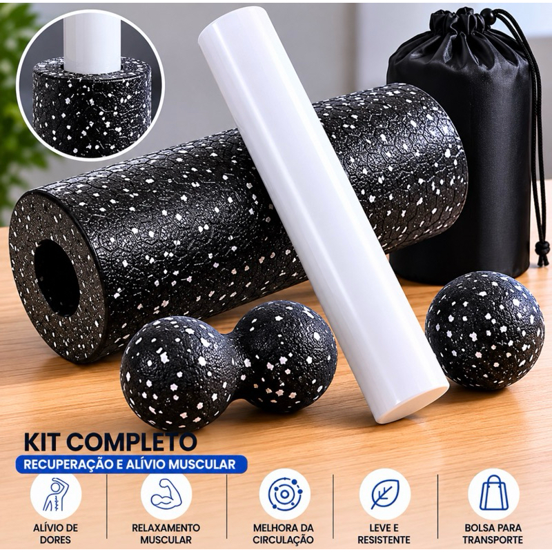 Kit 5 - Rolo Liberação Miofascial Foam Roller Fisioterapia Pilates