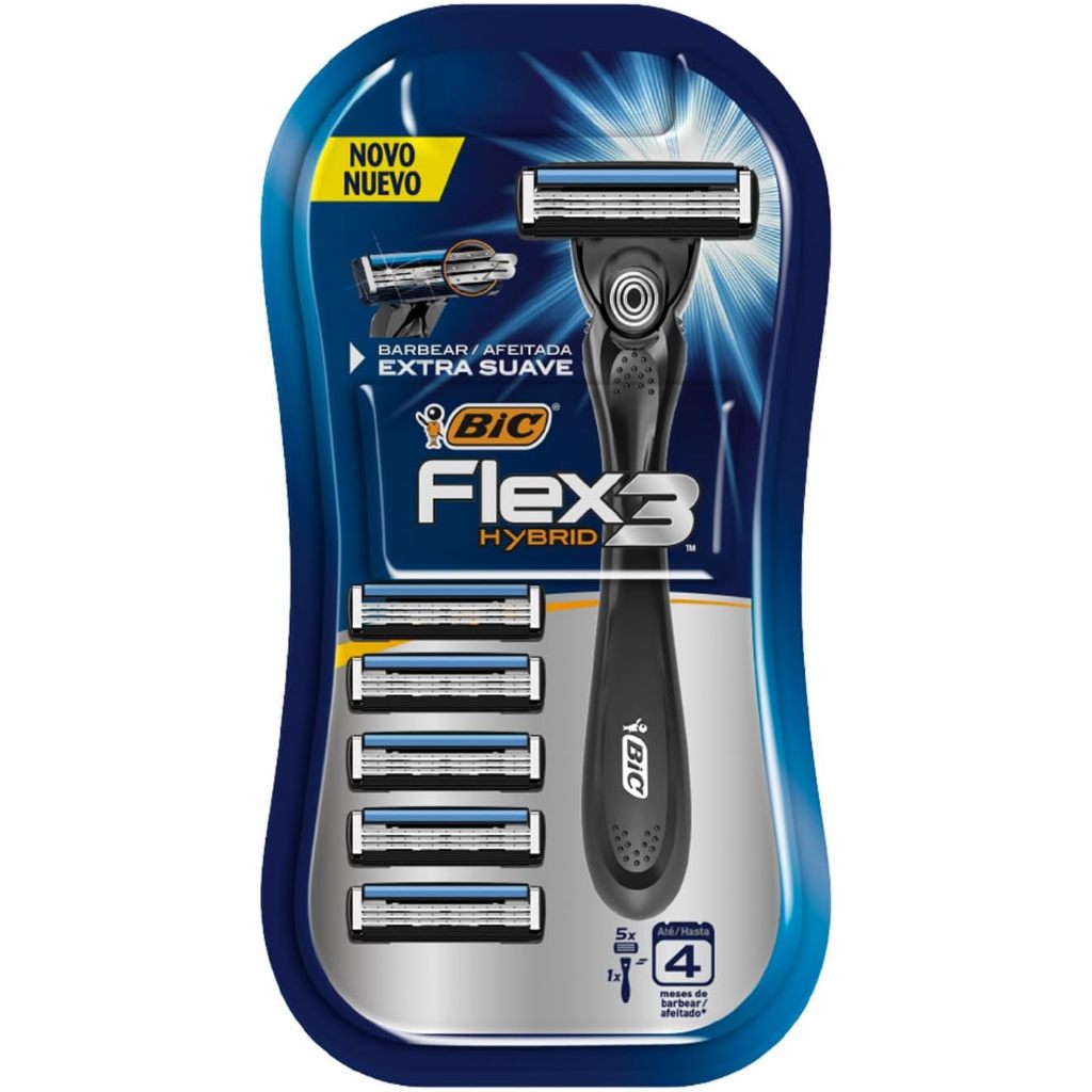 Aparelho de Barbear BIC Flex 3 Hybrid Premium + 5 Cartuchos