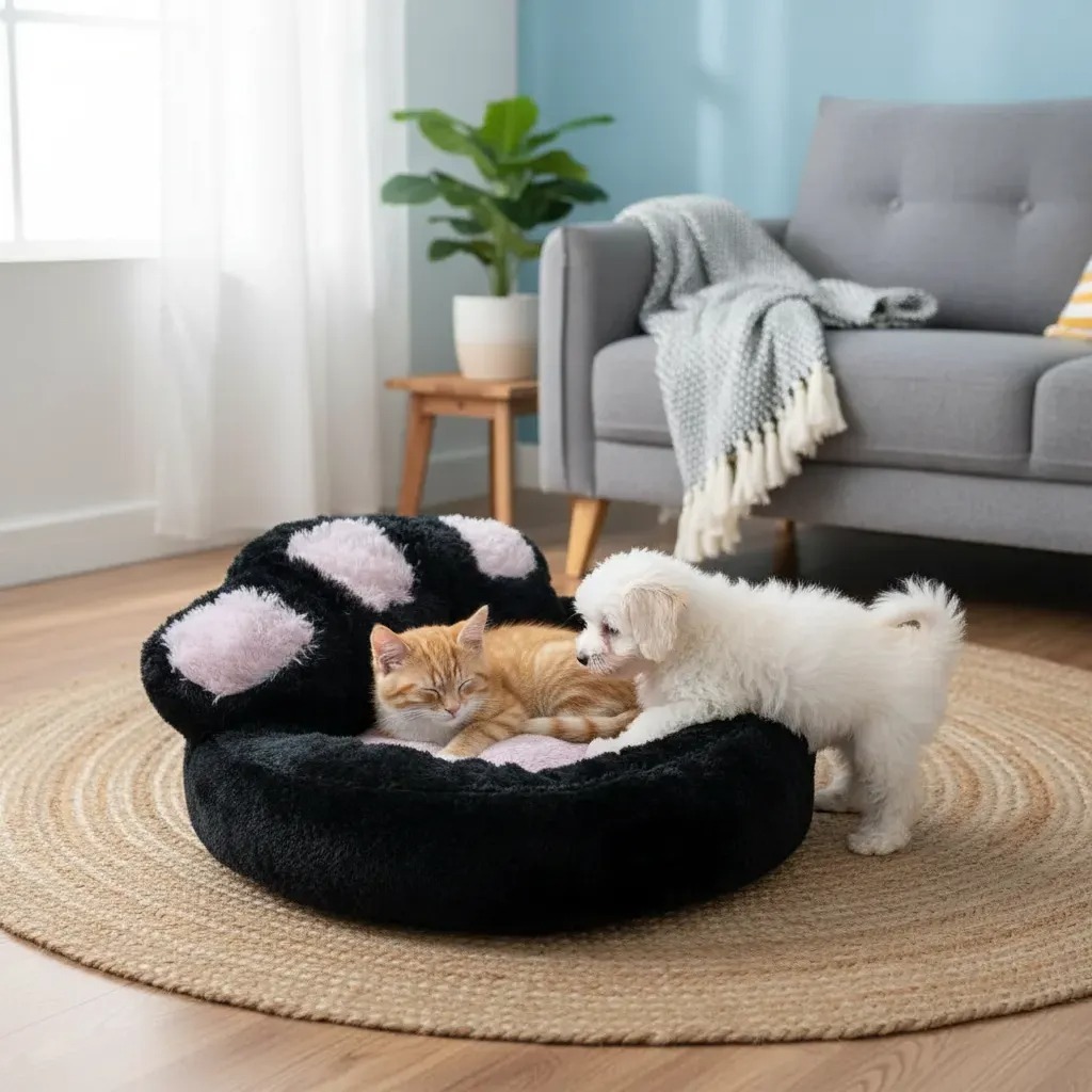 Caminha Pet Peluciada Nuvem Donut FORMATO PATA Cães Gatos  Fundo Antiderrapante QUALIDADE PREMIUM