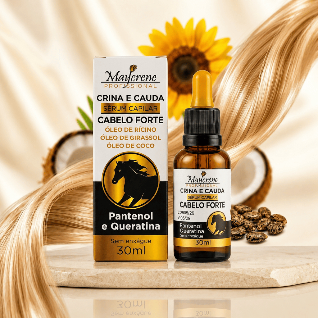 Sérum Capilar Crina e Cauda -Óleo de Rícino, Girassol e Coco
