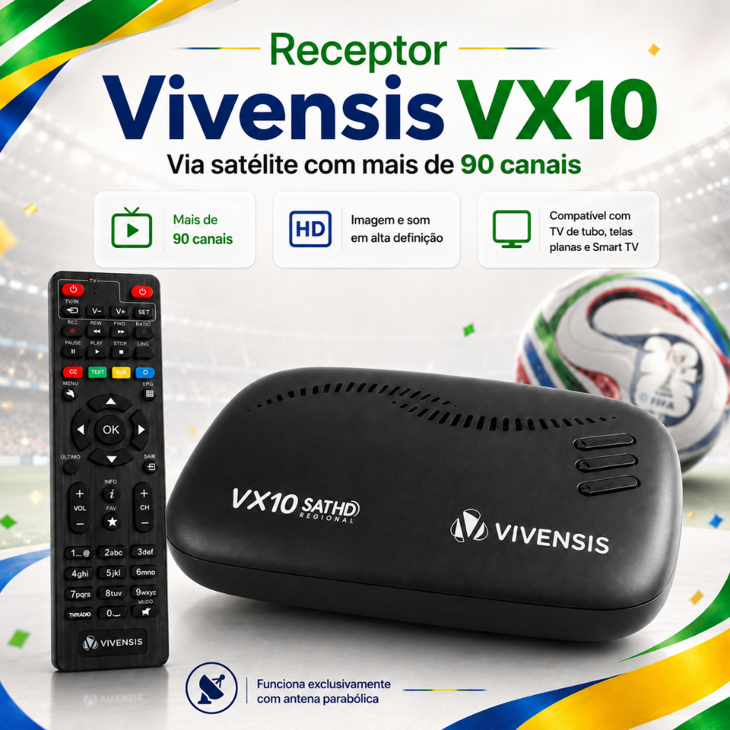 Receptor Vivensis  VX10 Nova Parabólica Sathd Regional Via Satélite Sky ou Claro Garantia 2 anos