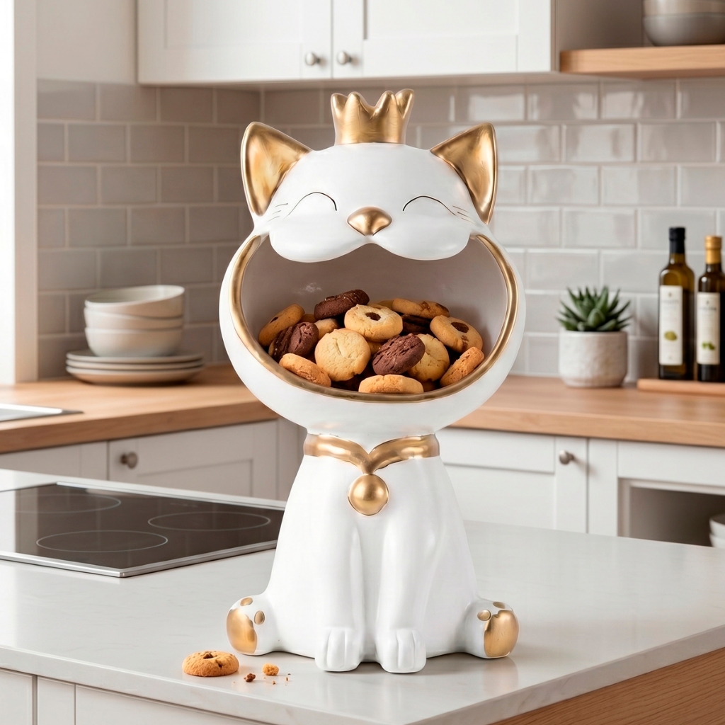 Vaso Decorativo Mesa de Jantar Doces Gato Enfeite Baleiro Cerâmica Decoração Luxo Festa Aniversário