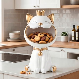Vaso Decorativo Mesa de Jantar Doces Gato Enfeite Baleiro Cerâmica Decoração Luxo Festa Aniversário