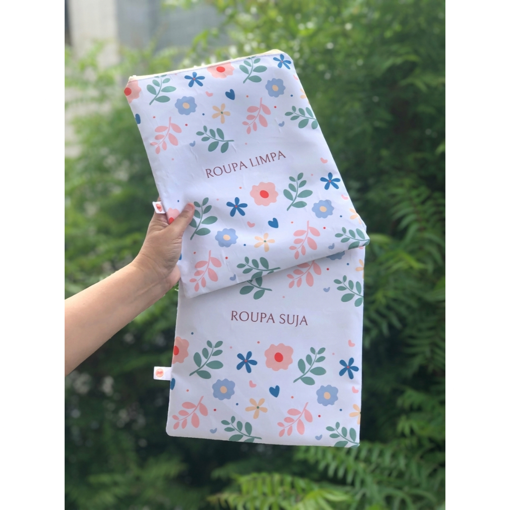 Kit 2 Saquinho Organizador Roupa Limpa e Suja Infantil Creche Escola Maternidade Impermeável Menina