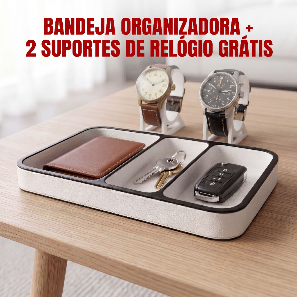 Bandeja Organizadora de Mesa Porta Chaves Carteira Relógio e Óculos