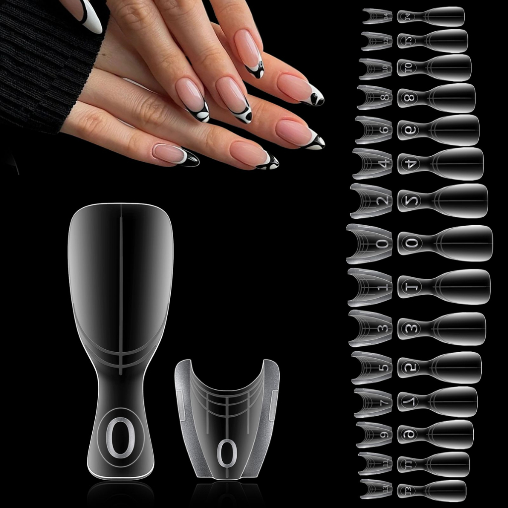 Molde Sanduíche Formas De Unhas Duplas 240 Pçs  Extensões Caixão Amêndoa Molde Superior Inferior Novo Helen Color