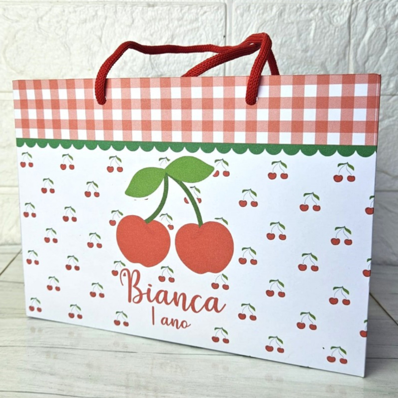 Kit Sacolas Cerejinha Personalizada | A Partir de 5 un | Lembrancinhas Festa Infantil Aniversário