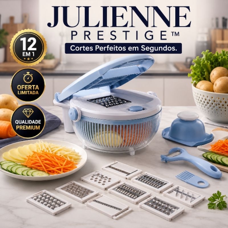 Kit Cortador de Legumes 12 em 1 Multifuncional Ralador Fatiador Mandoline Profissional Julienne Prestige