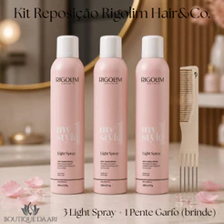 Kit Reposição Rigolim Hair&Co. (3 unid Light Spray 300ml) + Pente Garfo