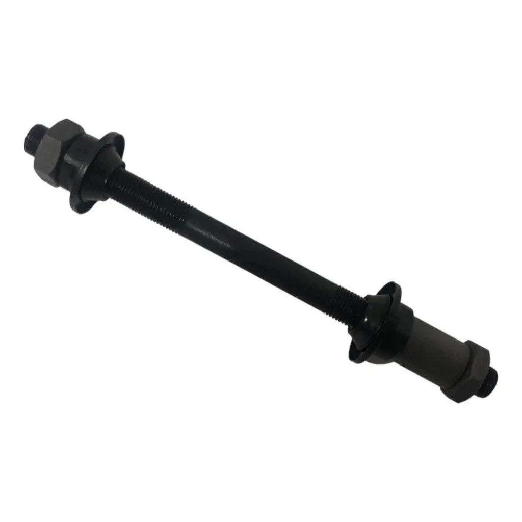 Eixo Traseiro Furado Com Espaçador 3/8 x 145mm P/ Cubo de Alumínio Com Blocagem Bike Aro 26/29 Preto