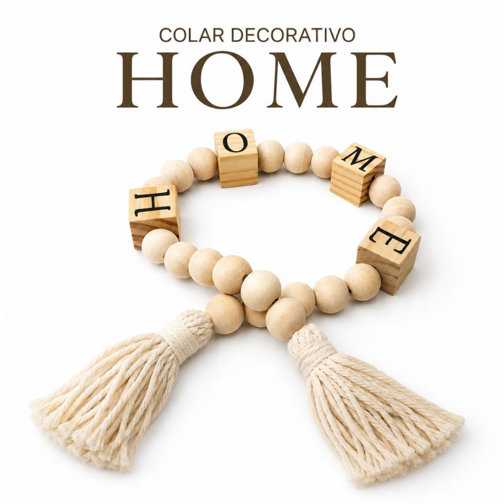 Colar de Mesa Madeira Home  Enfeite Colar Decorativo Luxo 70cm