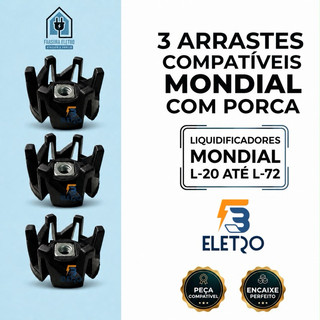 Arraste do Copo 3 Unidades Liquidificador Mondial Power Black L-28 / Easy Power L-550 / Vitamaxis