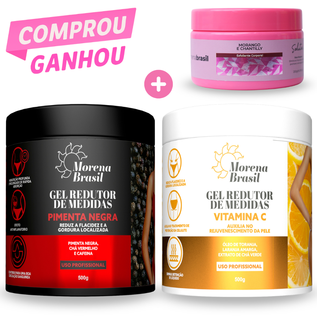 Kit 2X Gel Redutor de Medidas Morena Brasil | Pimenta Negra + Laranja Amarga