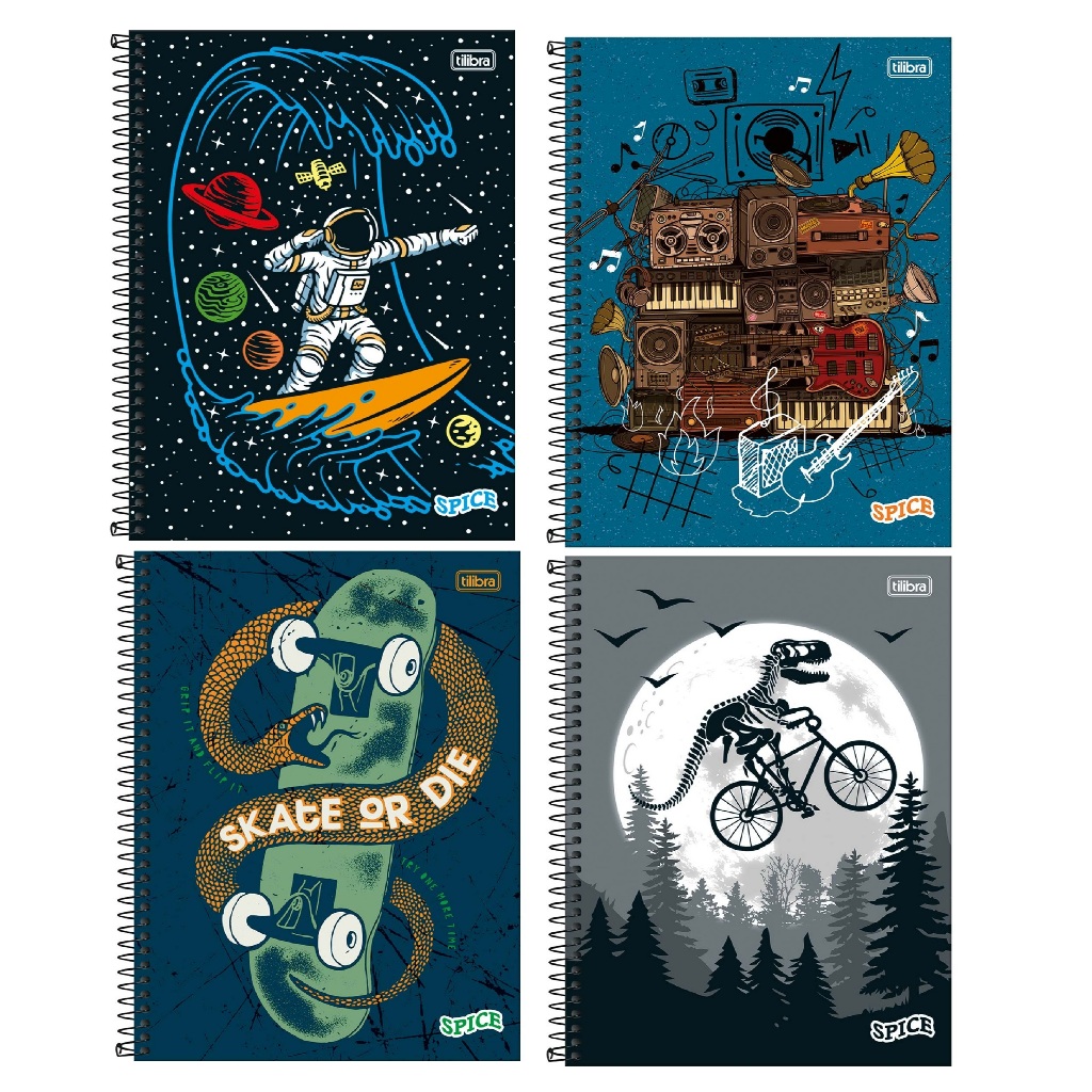 Caderno Universitário Spice Capa Dura Masculino - 01 , 10 , 12 , 16 , 20 Matérias Capas 2027