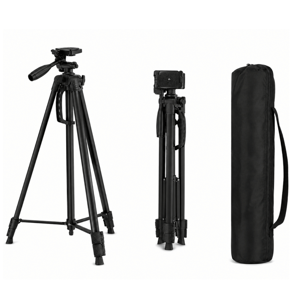 Tripé Profissional 1.4m + Suporte Para Celular Câmera Meeky Tripe para Camera com Cabeça Hidraulica