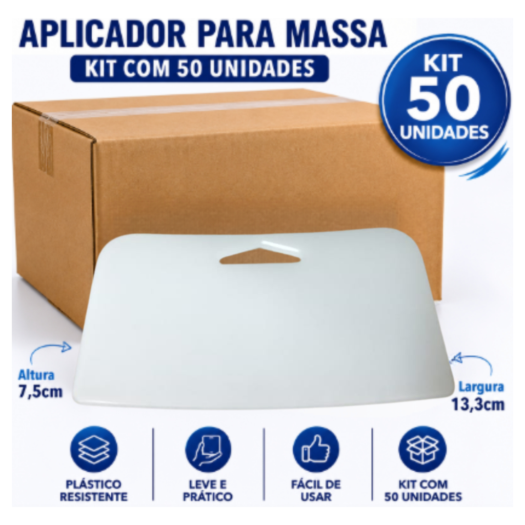 Kit 50 Espátula Celuloide Rejunte Aplicador de Massa