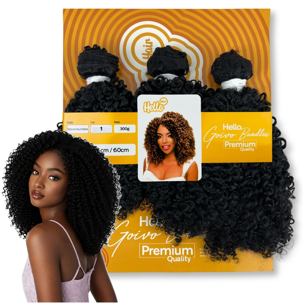Cabelo Bio Orgânico Cacheado Goivo Bundles Hello Hair 60cm
