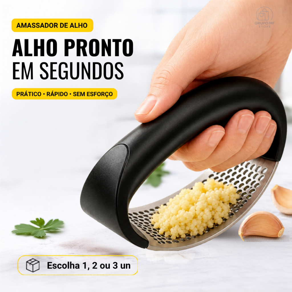 Triturador Espremedor Amassador De Alho Inox Manual A Pressão Garlic Press