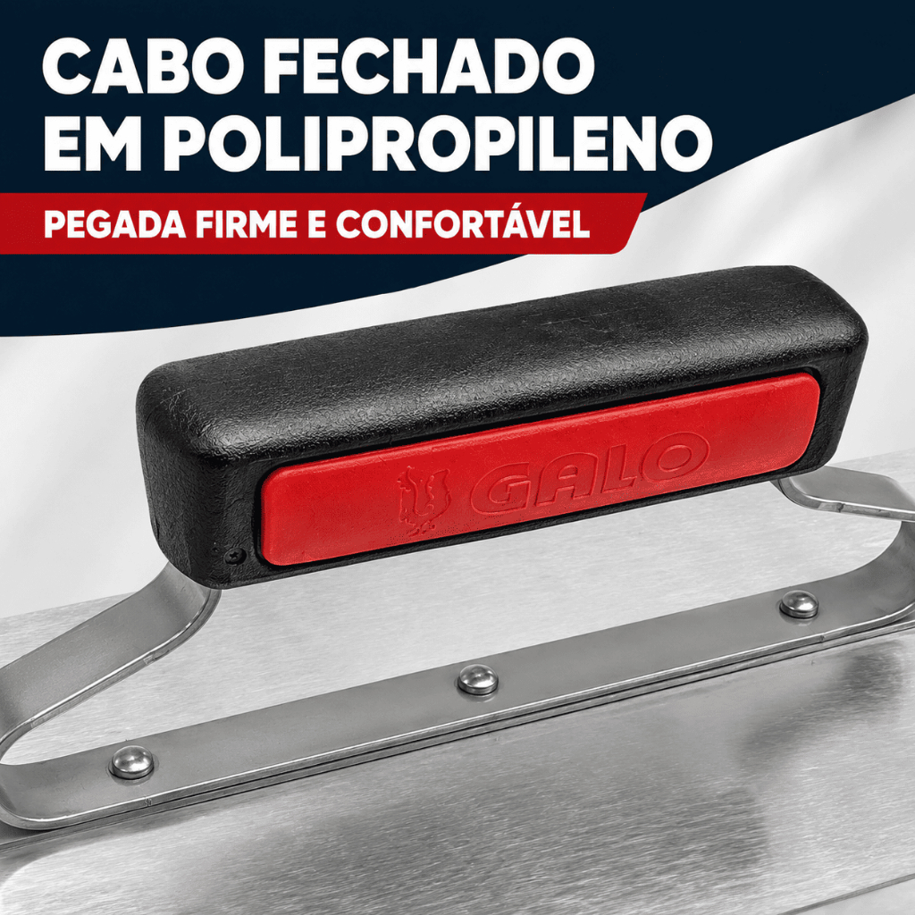 Desempenadeira aço Galo 305 lisa cabo fechado para gesso massa corrida reboco acabamento parede