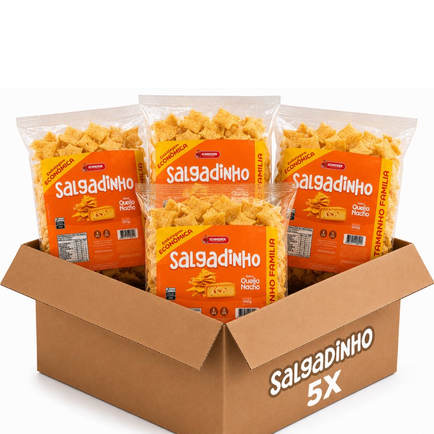 Salgadinho Pellet Queijo Nacho Embalagem Econômica 1KG Schneider 200g Cada Pacote