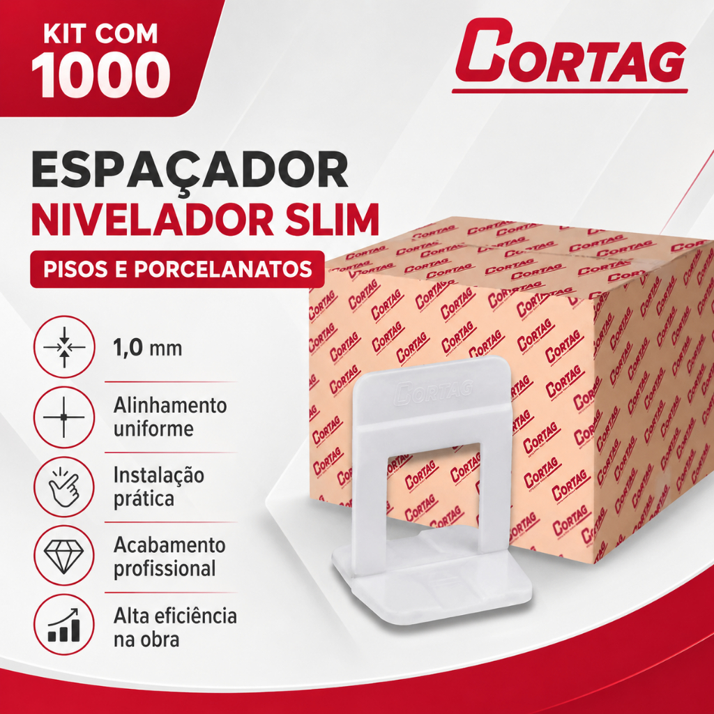Kit Com 1000 Espaçador Nivelador SLIM Pisos Porcelana Cortag