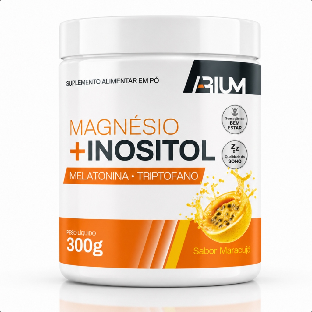 Magnésio e Inositol com Melatonina Taurina Auxilia na Ansiedade Sono e Saúde Muscular Arium 300g