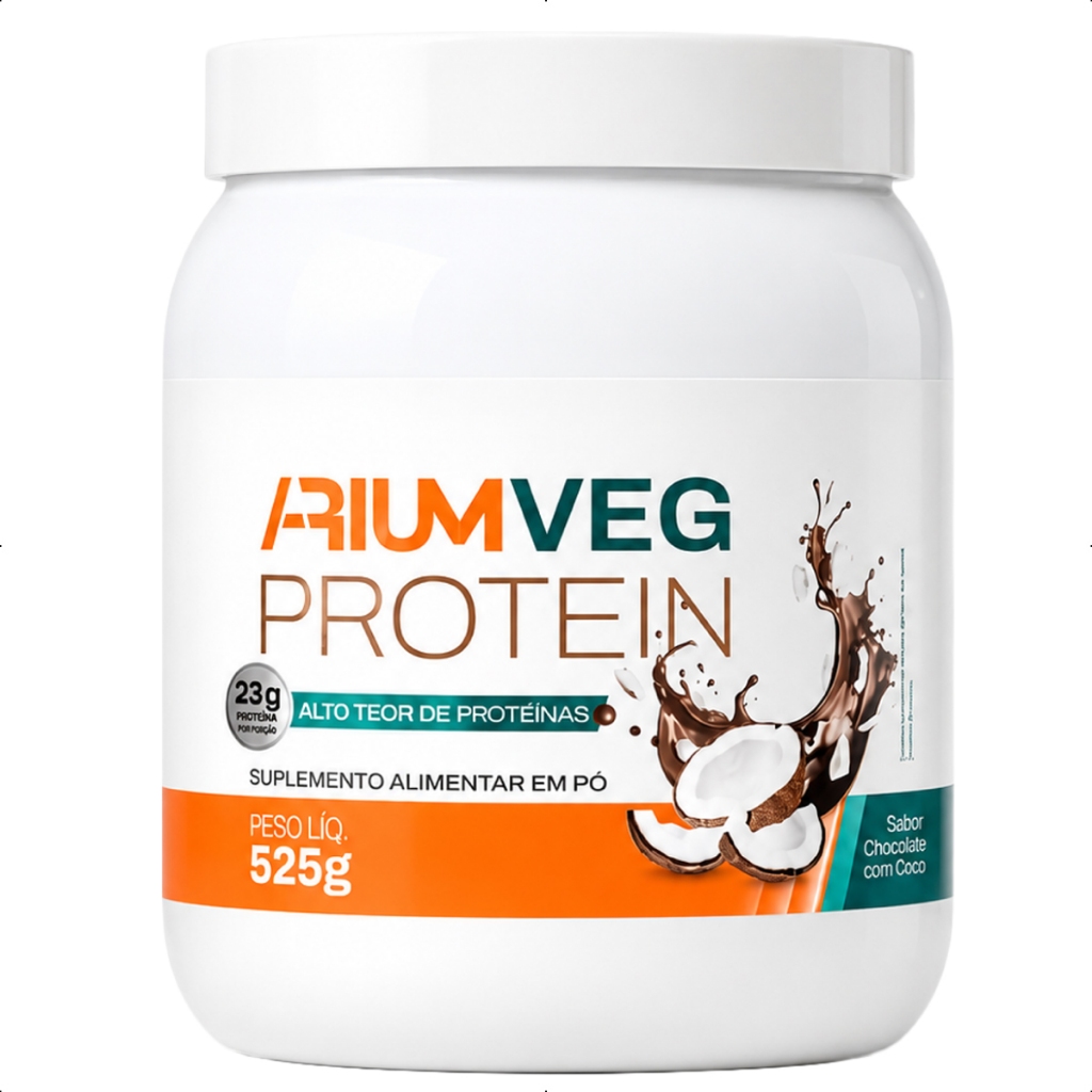 Whey Protein Proteína Vegana Sabor Coco 100% Vegetal Arium Suplementos 525g