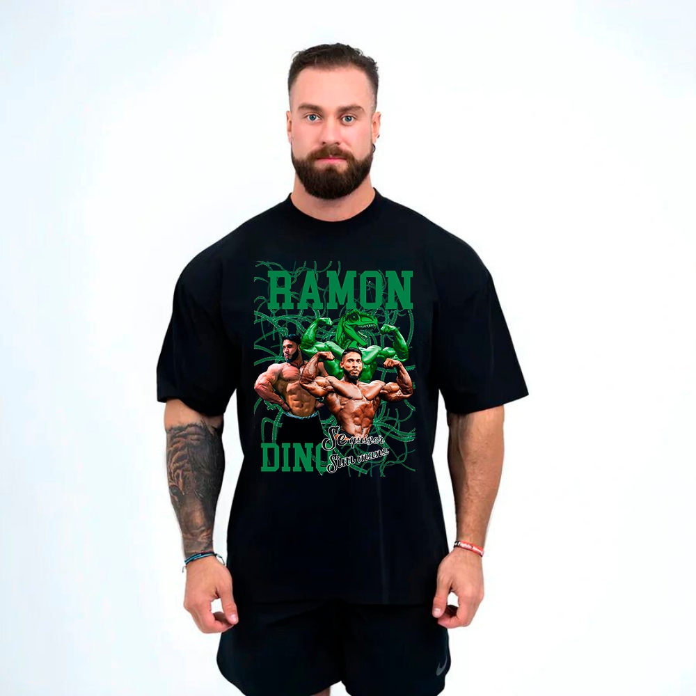 Camiseta Estampa "Se quiser sim mano" Dino Oversized Academia Bodybuilder Masculina Streetwear