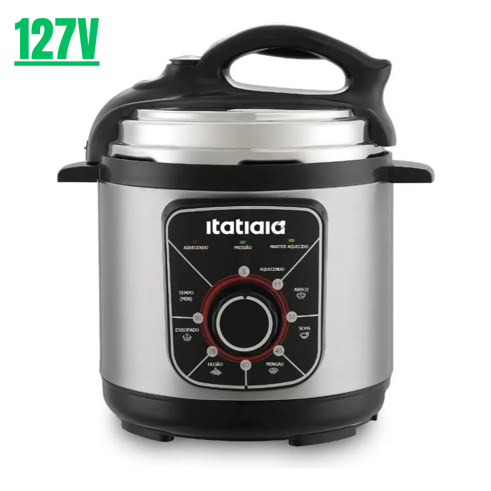 Panela de Pressão Elétrica Itatiaia Essencial 5L Inox 900W 127V Segurança e Praticidade