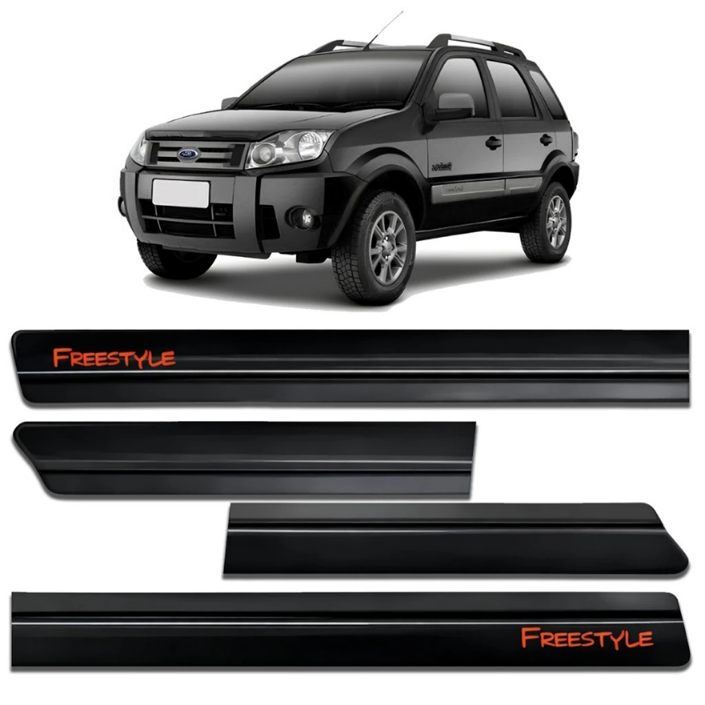Friso Lateral Ecosport Freestyle 2003 A 2011 Preto Com Grafia Vermelha