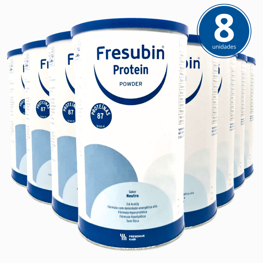 Kit 8 Unidades Whey Protein Isolado Fresubin Protein Powder 300g Fresenius Proteina Pó Sem Sabor Ganho Massa Magra